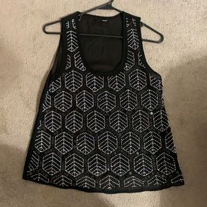 Sheer embellished tank top